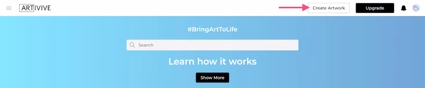 Create Artwork screen